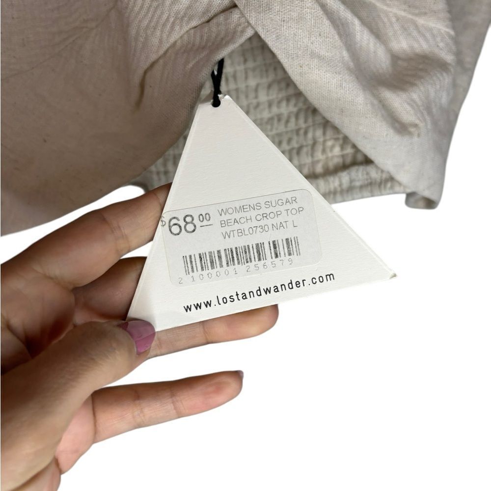 Lost & Wander Linen Blend Sugar Beach Crop Top Size L Nwt — image 2 of 6